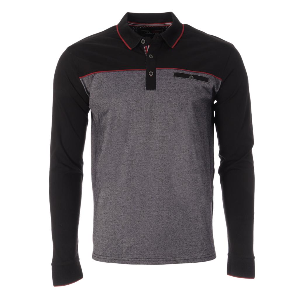 Polo de manga larga para hombre Negro/Gris RMS26 91234 barato