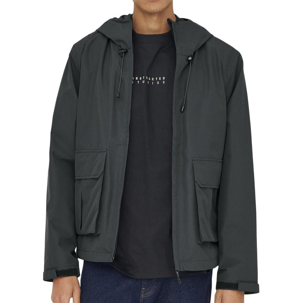Only &amp; Sons Donny Life Abrigo negro para hombre barato