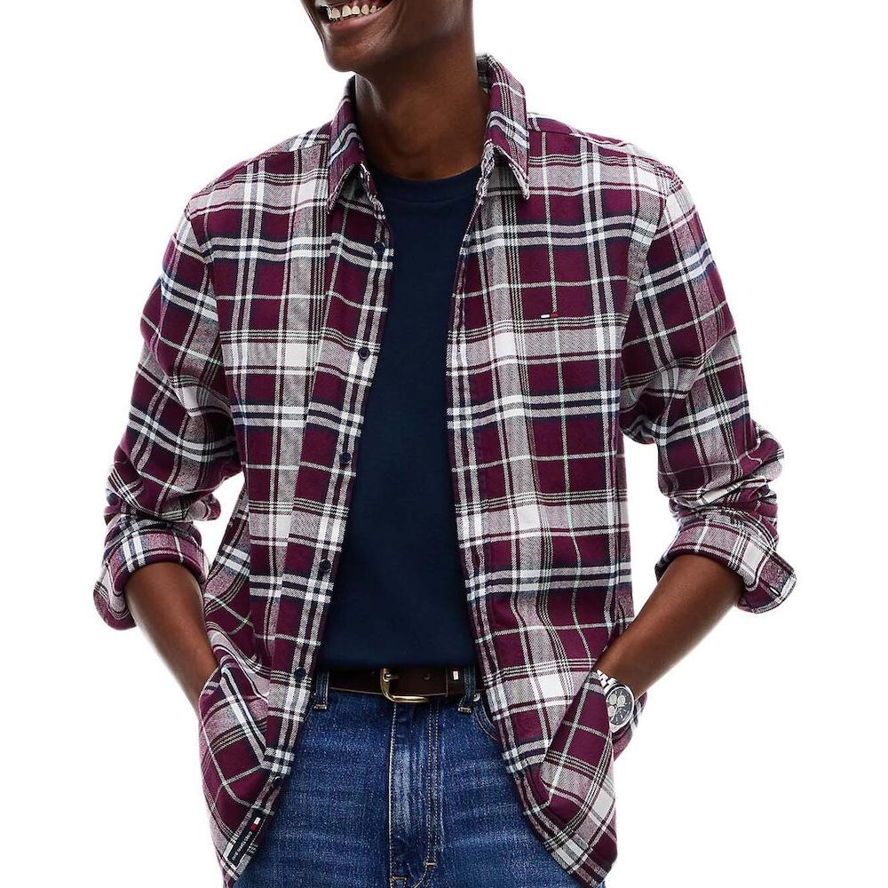 Tommy Hilfiger Men’s Bordeaux Flannel Shirt affordable