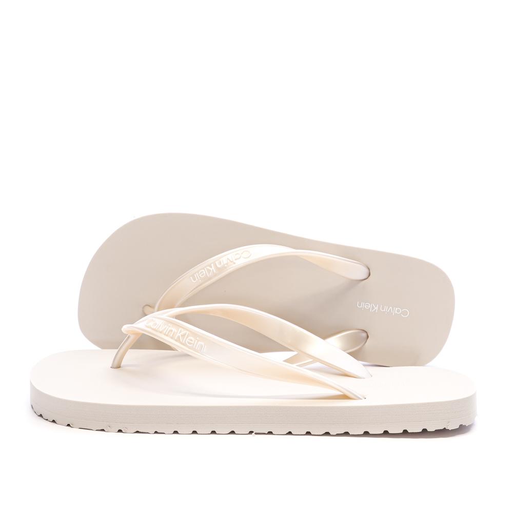 Tongs Rose Femme Calvin Klein Jeans Flip Flop Tpu Metall pas cher