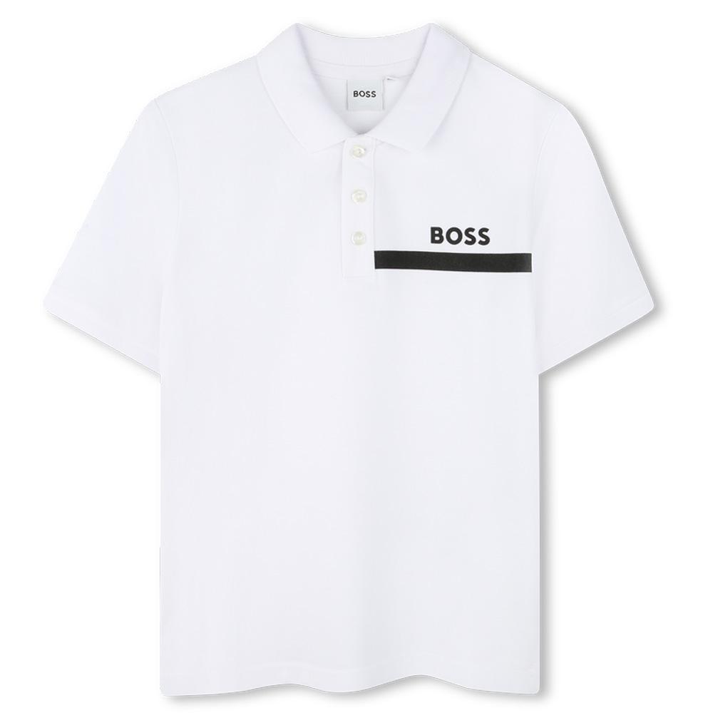 Polo blanco/negro para niño de Hugo Boss J52730 barato