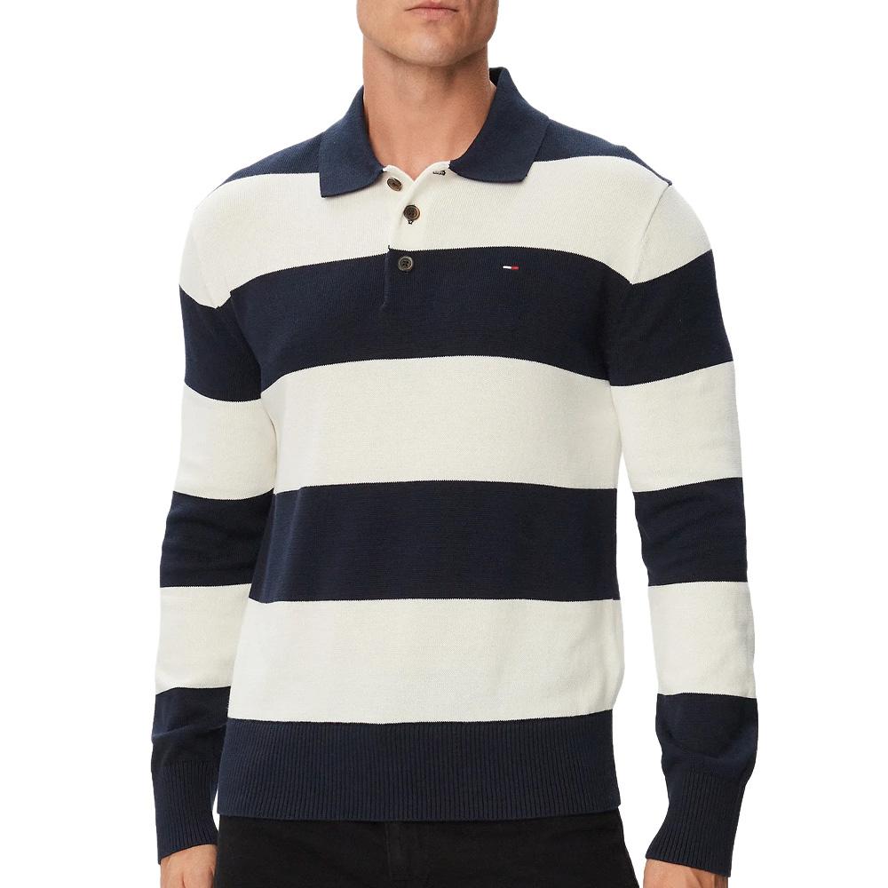 Beiges/marineblaues Herren-Polohemd von Tommy Hilfiger, Slim Essential günstig