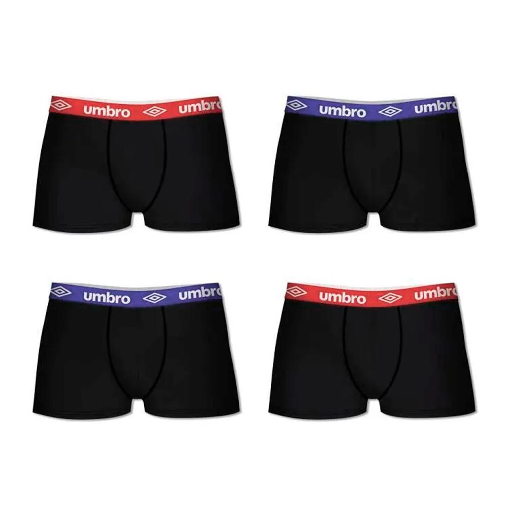 Juego de 4 calzoncillos bóxer Umbro CLASS4 negro/azul/rojo para hombre ver 2