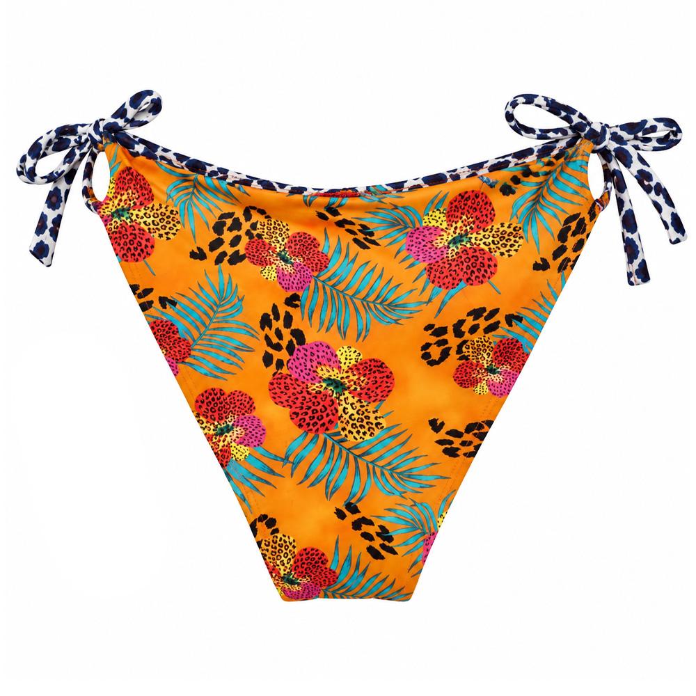 Wendbares Bikini-Höschen Orange/Schwarz für Damen, Sandkorn-Leopardenmuster Ansicht 2