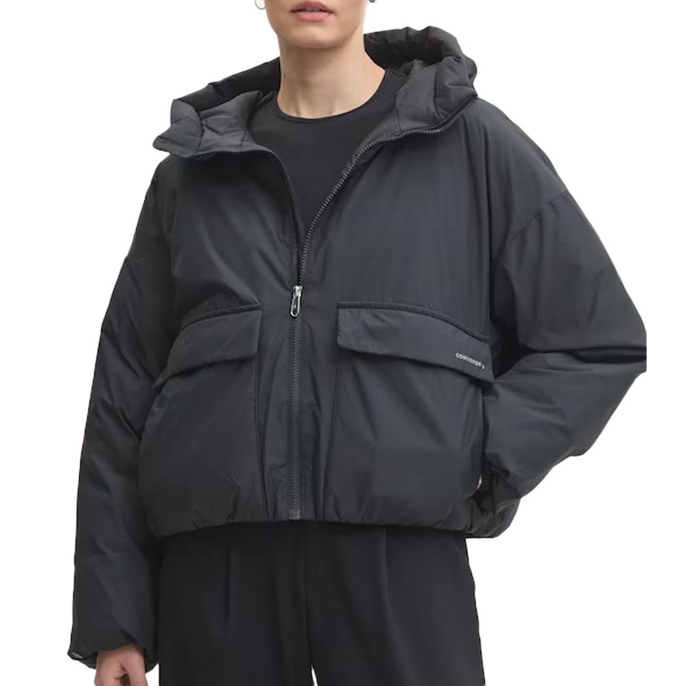 Abrigo negro de mujer Converse Synthetic Puffer barato
