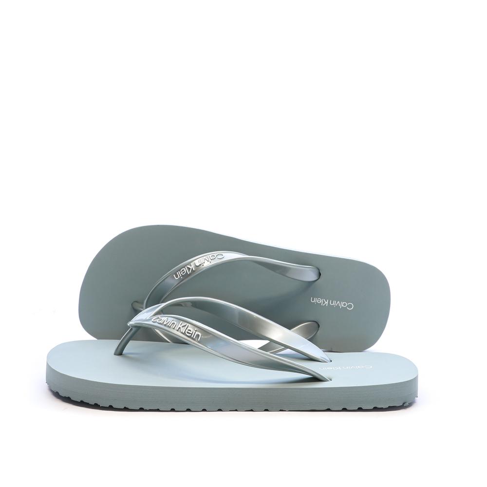 Tongs Bleu Femme Calvin Klein Jeans Flip Flop Tpu Metall pas cher