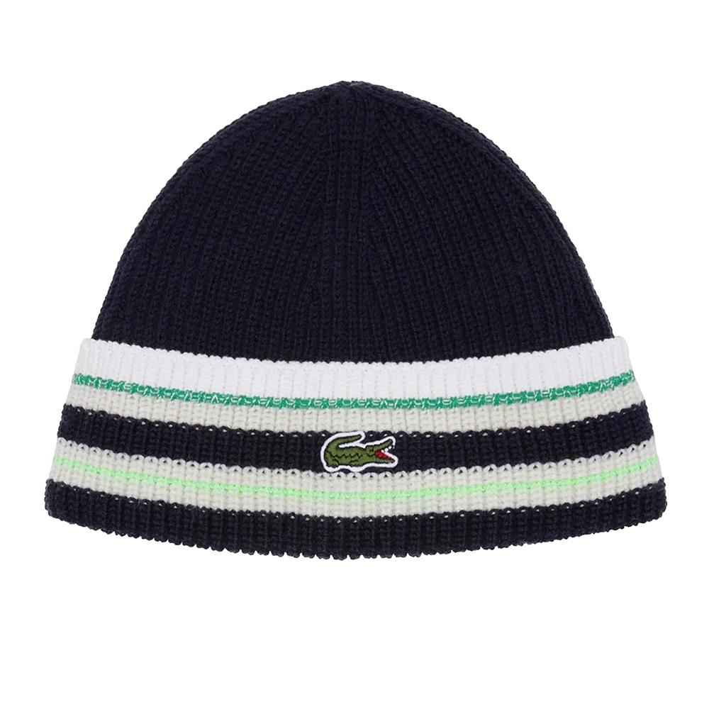 Lacoste men's navy/white/green beanie flour affordable