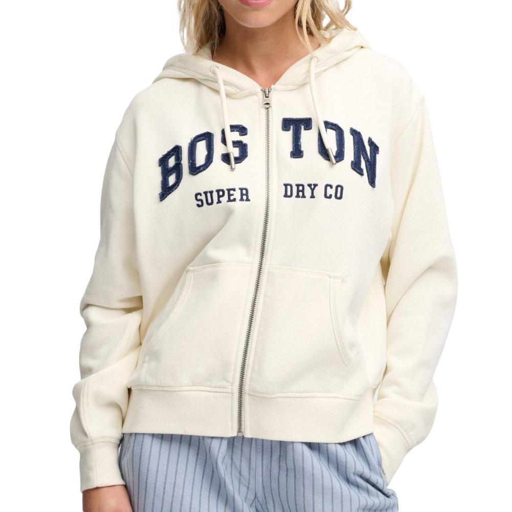 Sweat Zippé Écru Femme Superdry Ziphood pas cher