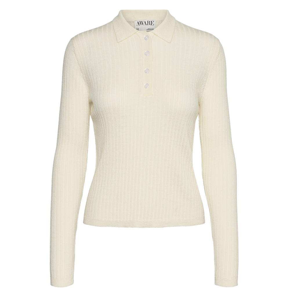 Women's long-sleeved polo shirt ecru Vero Moda Mohana Photo of the Espace des Marques %store% store - view of %key%