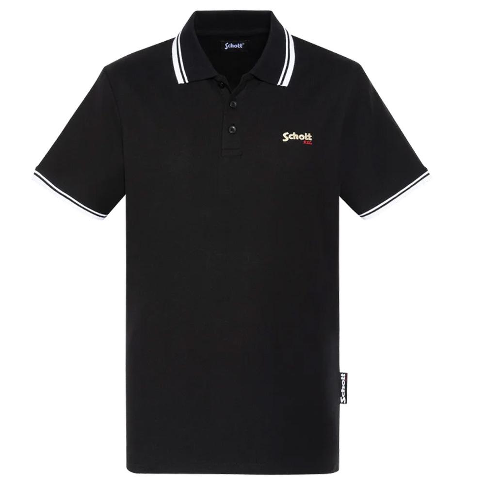 Polo Noir/Blanc Homme Schott PSWILL2 pas cher
