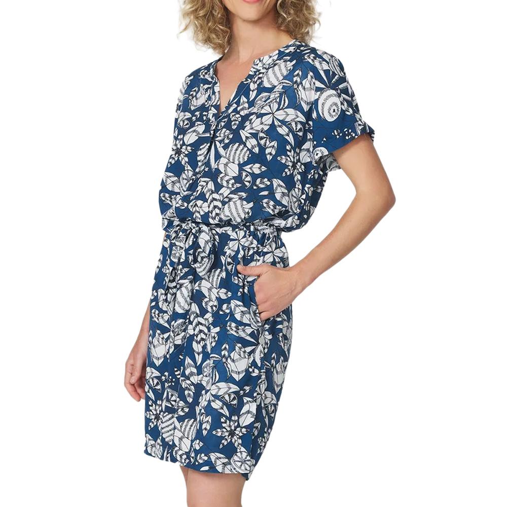 Kleid Marine mit Blumenmuster Frau TBS JANIEROB günstig