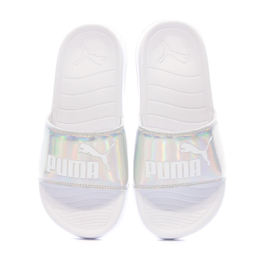 Claquettes Blanche/Argenté Femme Puma Popcat 20 Irridescent vue 3