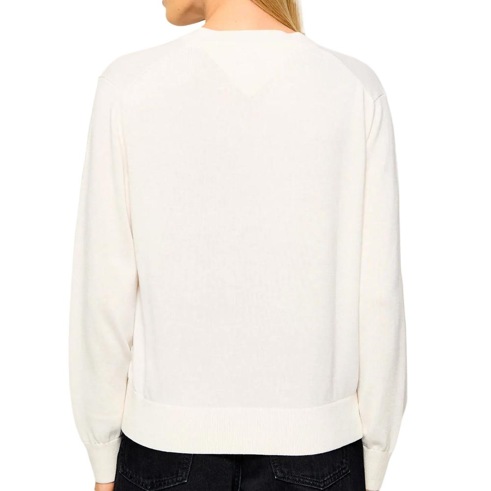 Tommy Hilfiger Essential Women’s White V-neck Jumper Photo of the Espace des Marques %store% store - view of %key%