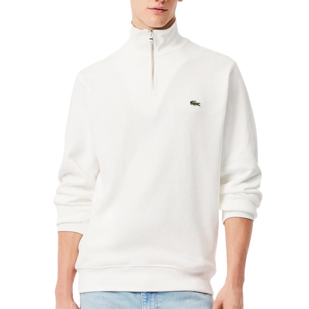 Sweat 1/4 de Zip Blanc Homme Lacoste Regular Fit pas cher