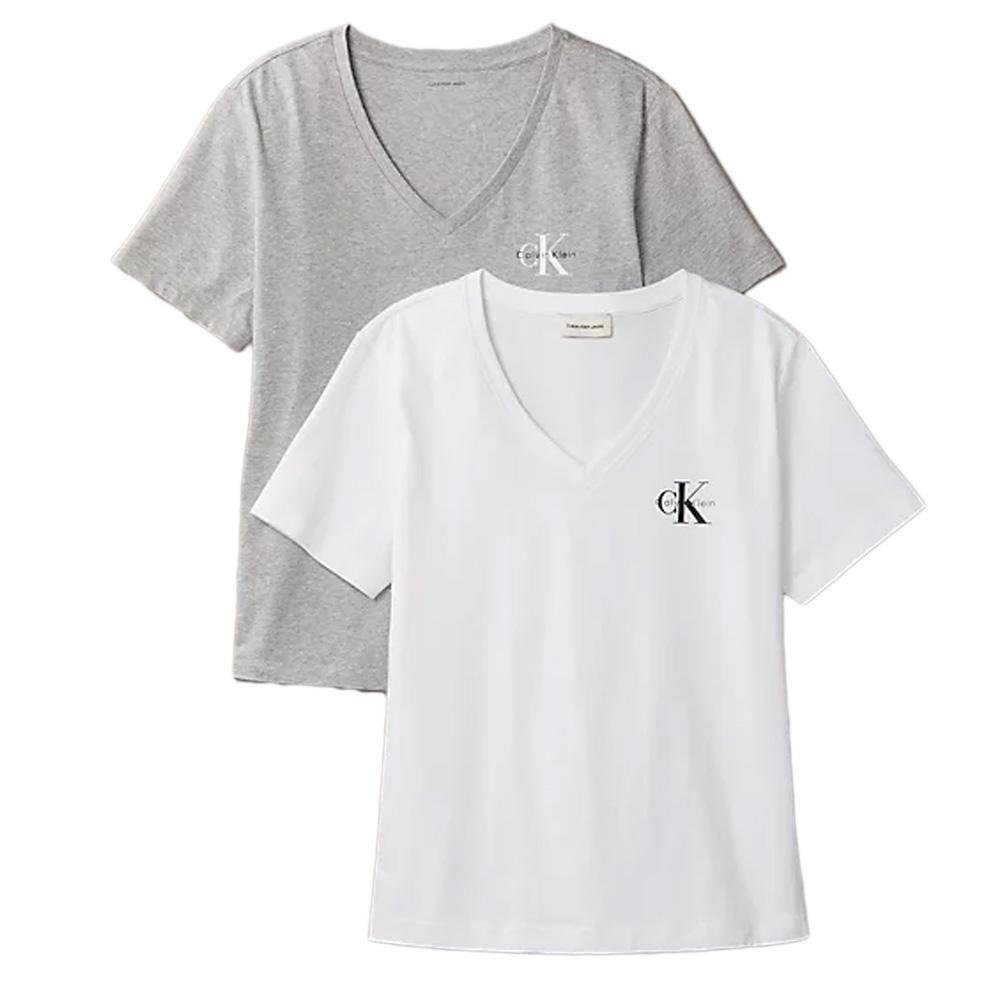 Camiseta gris/blanca de mujer Calvin Klein Jeans LV047C906G barato