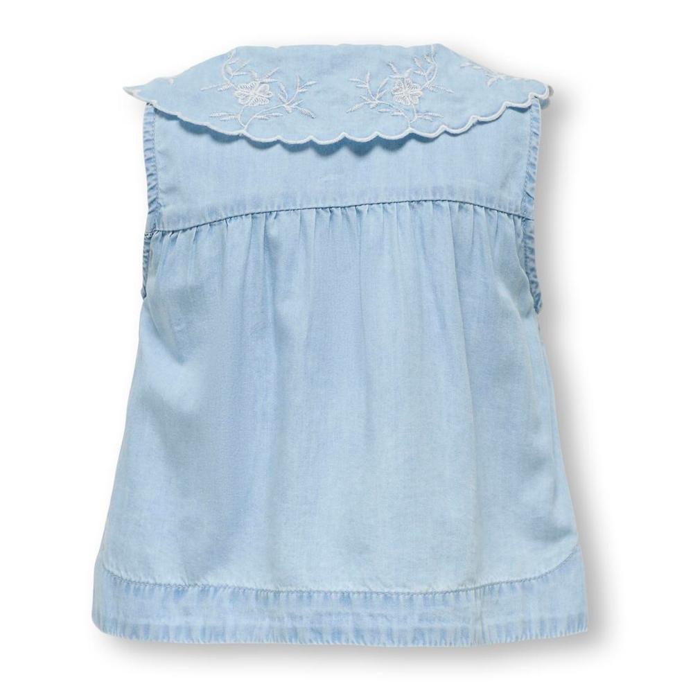 Blouse Bleu Fille Only Embroidery vue 3