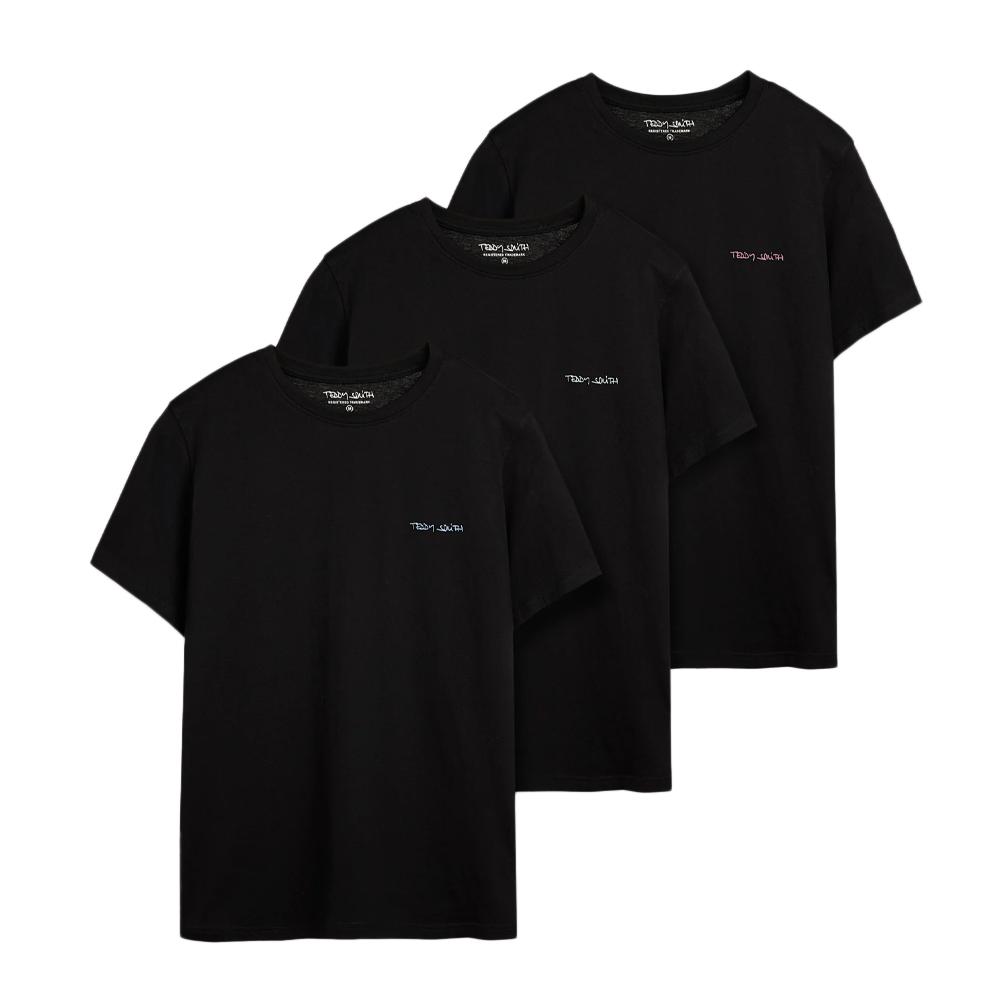 3er-Pack Schwarze Herren-T-Shirts Teddy Smith Kaskade günstig