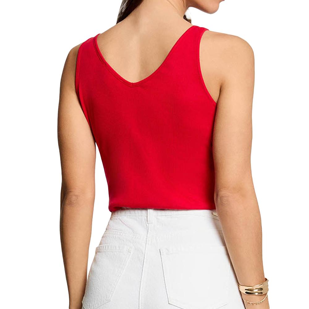 Camiseta sin mangas entallada con cuello en V roja para mujer de Morgan Bijoux ver 2