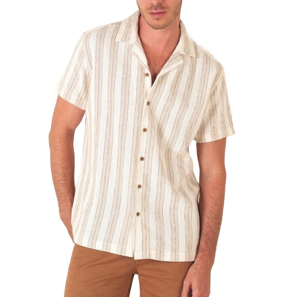 Camisa blanca/beige para hombre RMS26 Textura barato