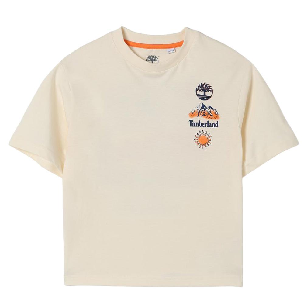 T-Shirt Beige Garçon Timberland T60434 Cream1 pas cher