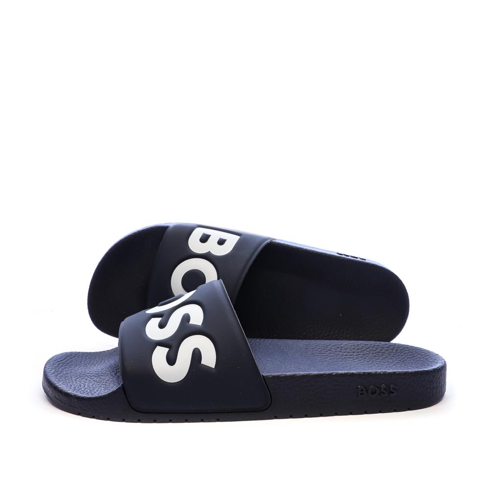 Claquettes Bleu Marine Homme BOSS Aryeh pas cher