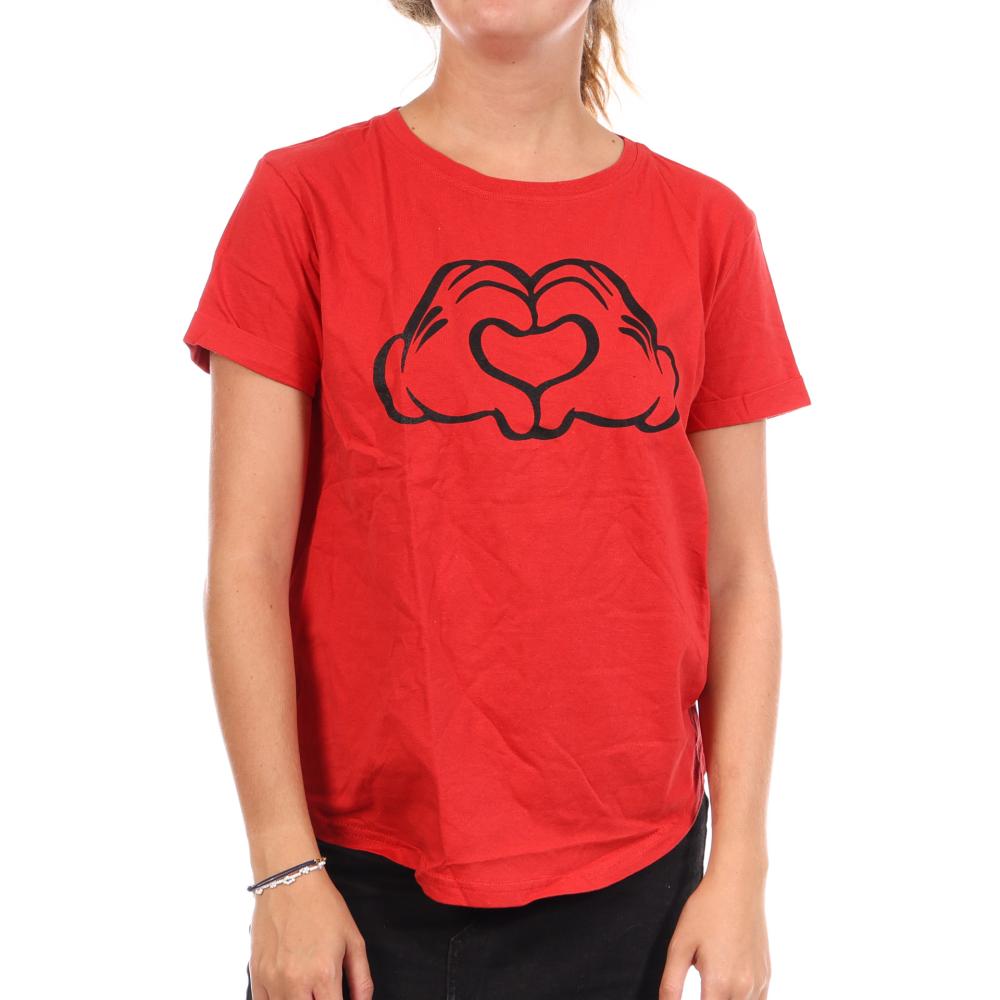 Camiseta roja de mujer Disney Love Hands barato
