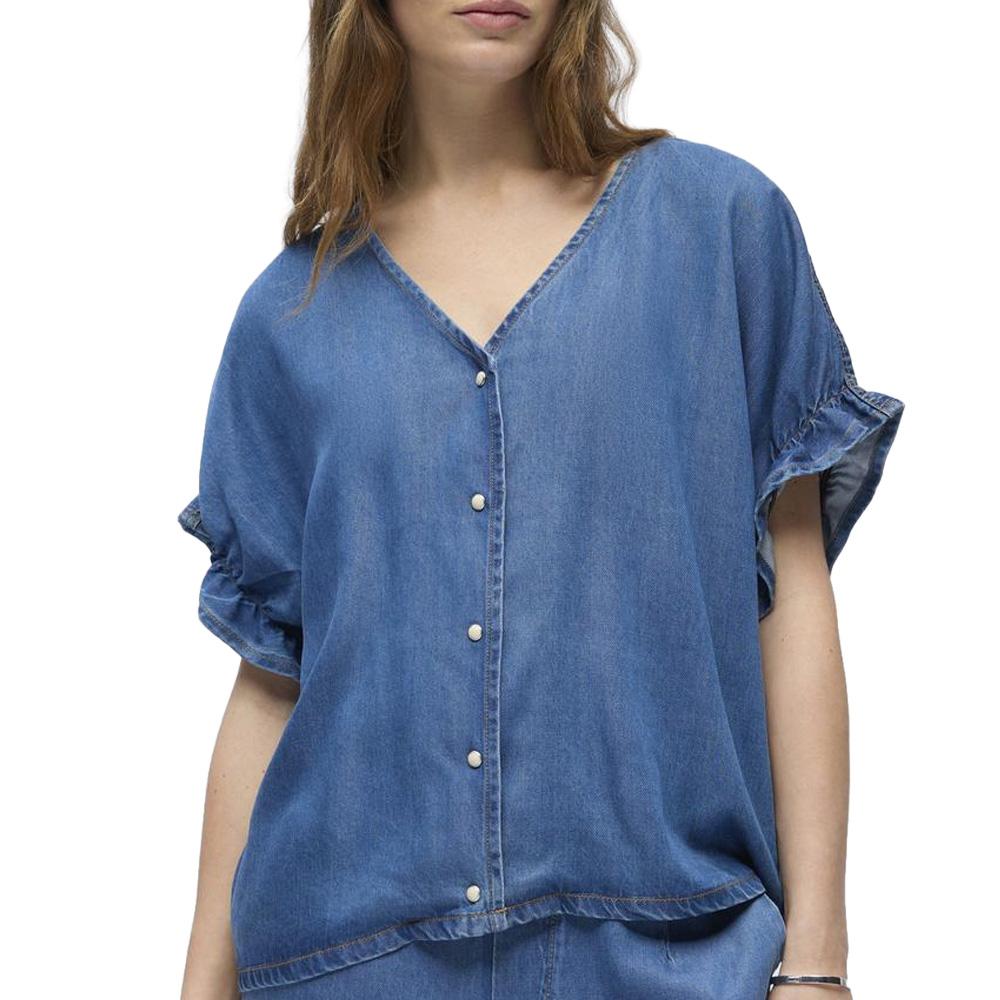 Blouse fluide Bleu femme Vero Moda Frame pas cher