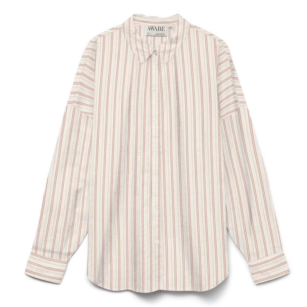 Rosa/beiges gestreiftes Damenhemd von Vero Moda Paris günstig