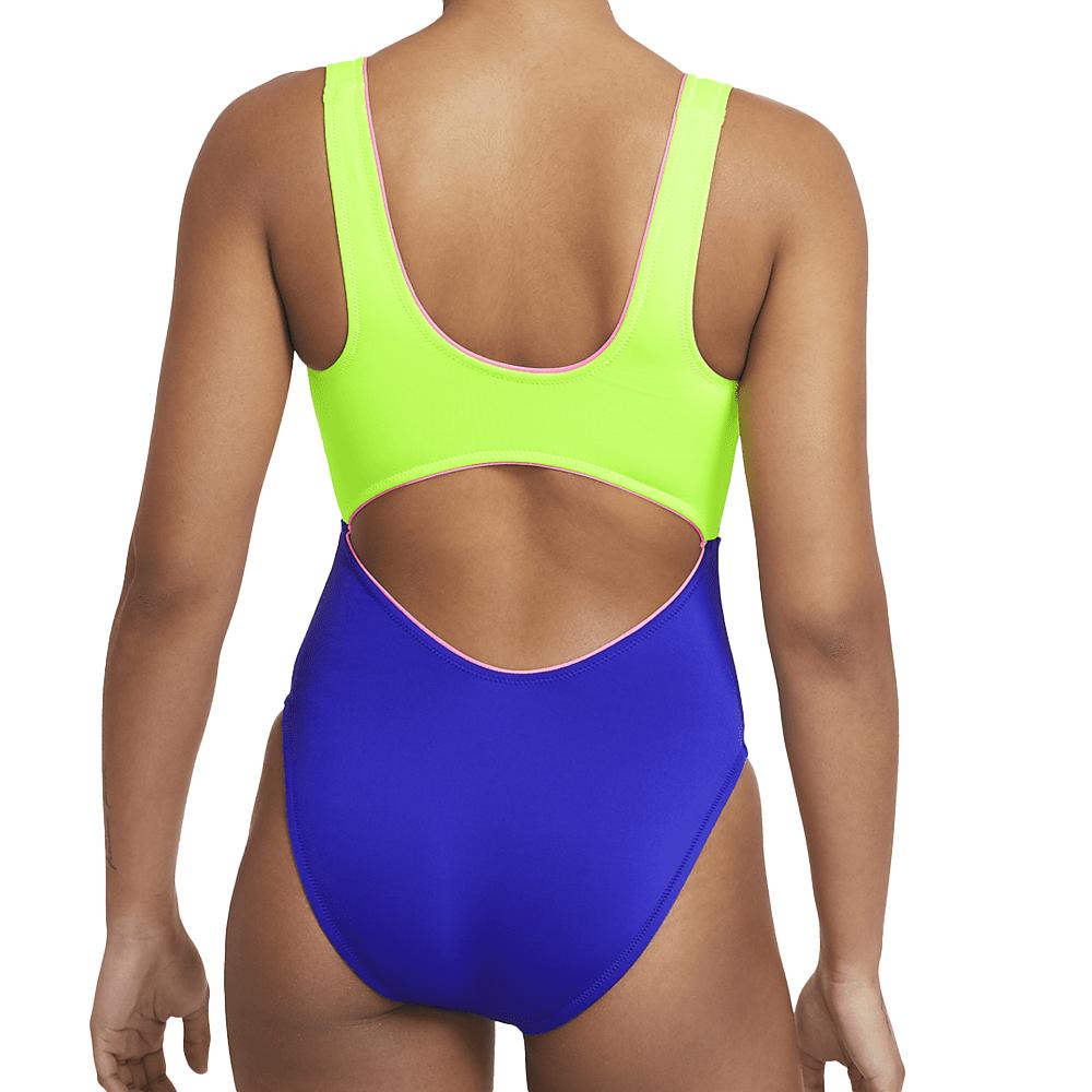 Nike Cutout Einteiliger Badeanzug Gelb/Blau Damen Ansicht 2