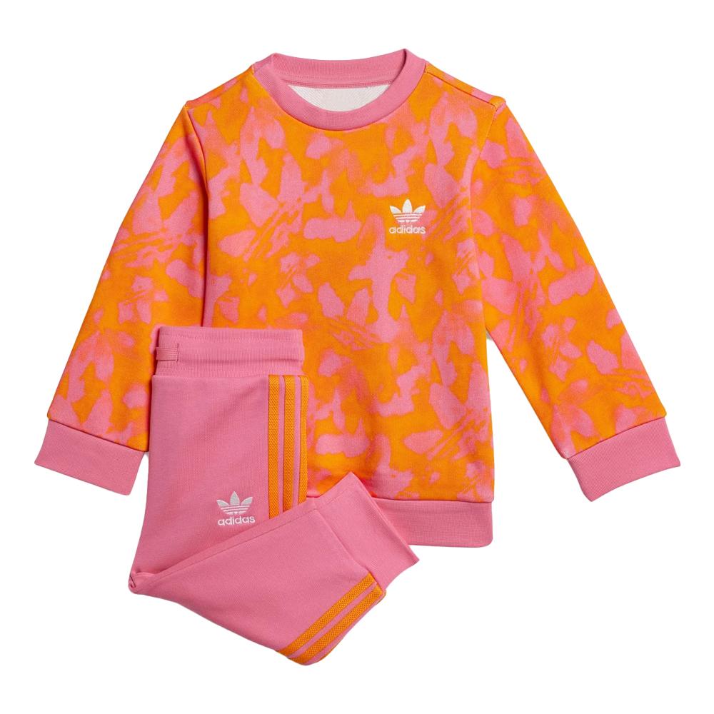 Chándal naranja/rosa de niña Adidas Crew Set barato