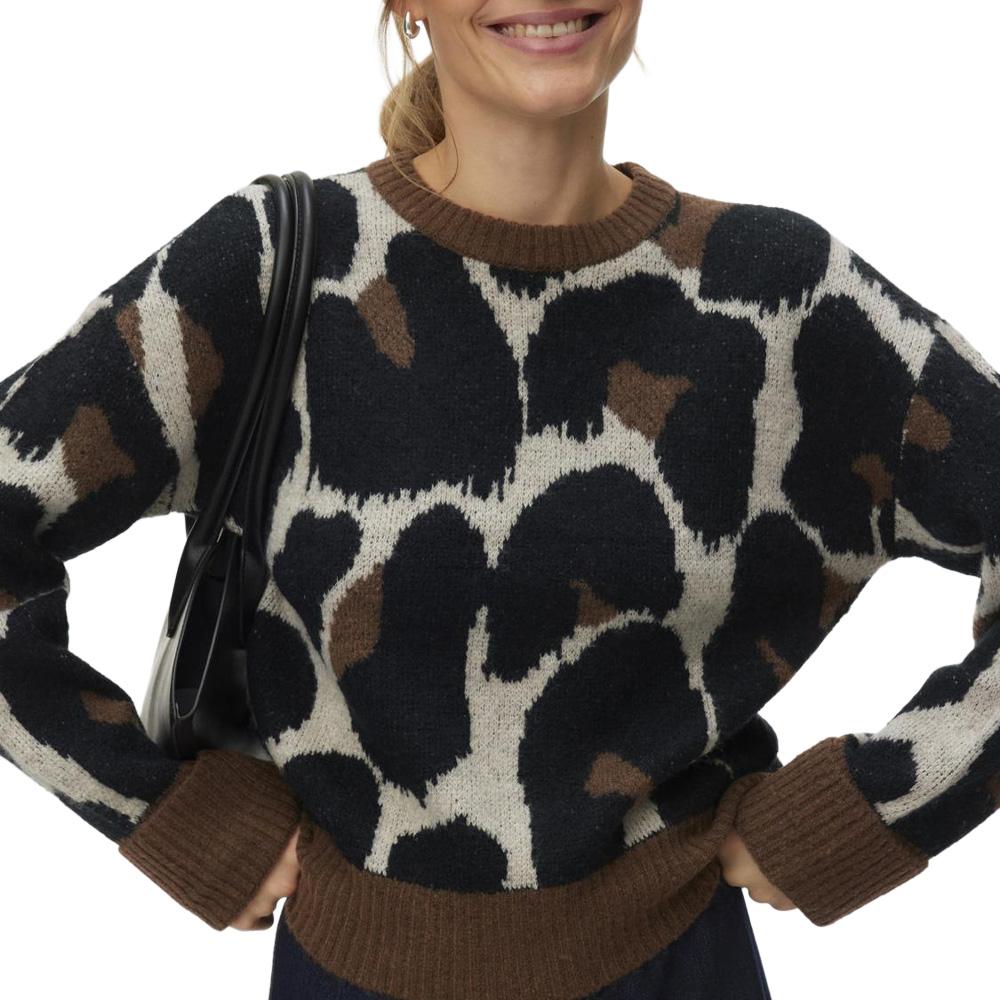 Schwarzer/brauner Damenpullover von Vero Moda, Modell „Leonie“ günstig