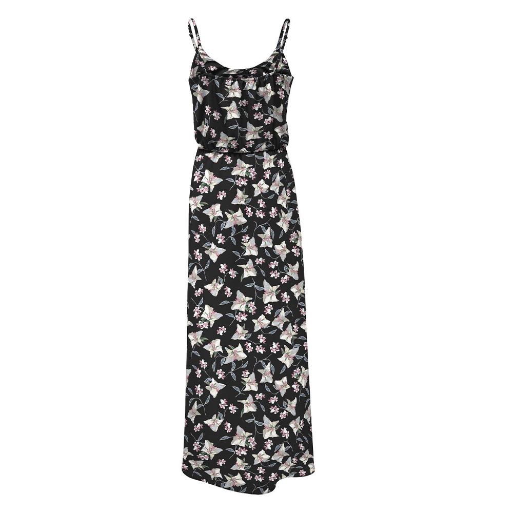 Robe Longue Noire/Rose à fleurs Femme Only Nova vue 2