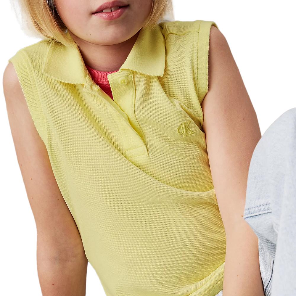 Polo con mangas Calvin Klein Jeans amarillo de niña ver 2