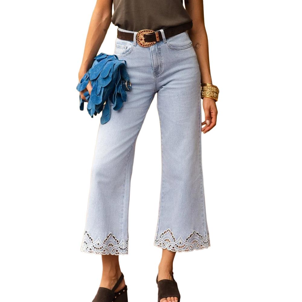 Vaqueros anchos para mujer Azul Oraije Nola barato