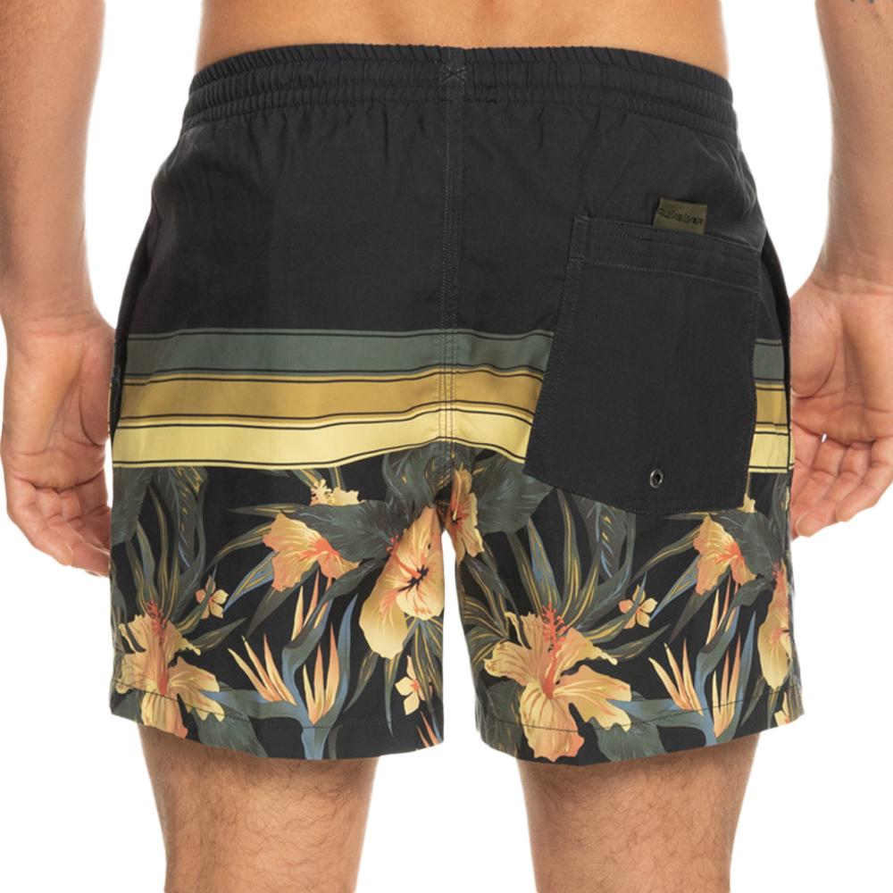Quiksilver Herren-Badehose Schwarz/Gelb mit Blumenmuster Ansicht 2