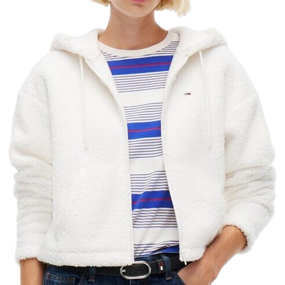 Tommy Hilfiger Women’s White Teddy Hooded Jacket affordable