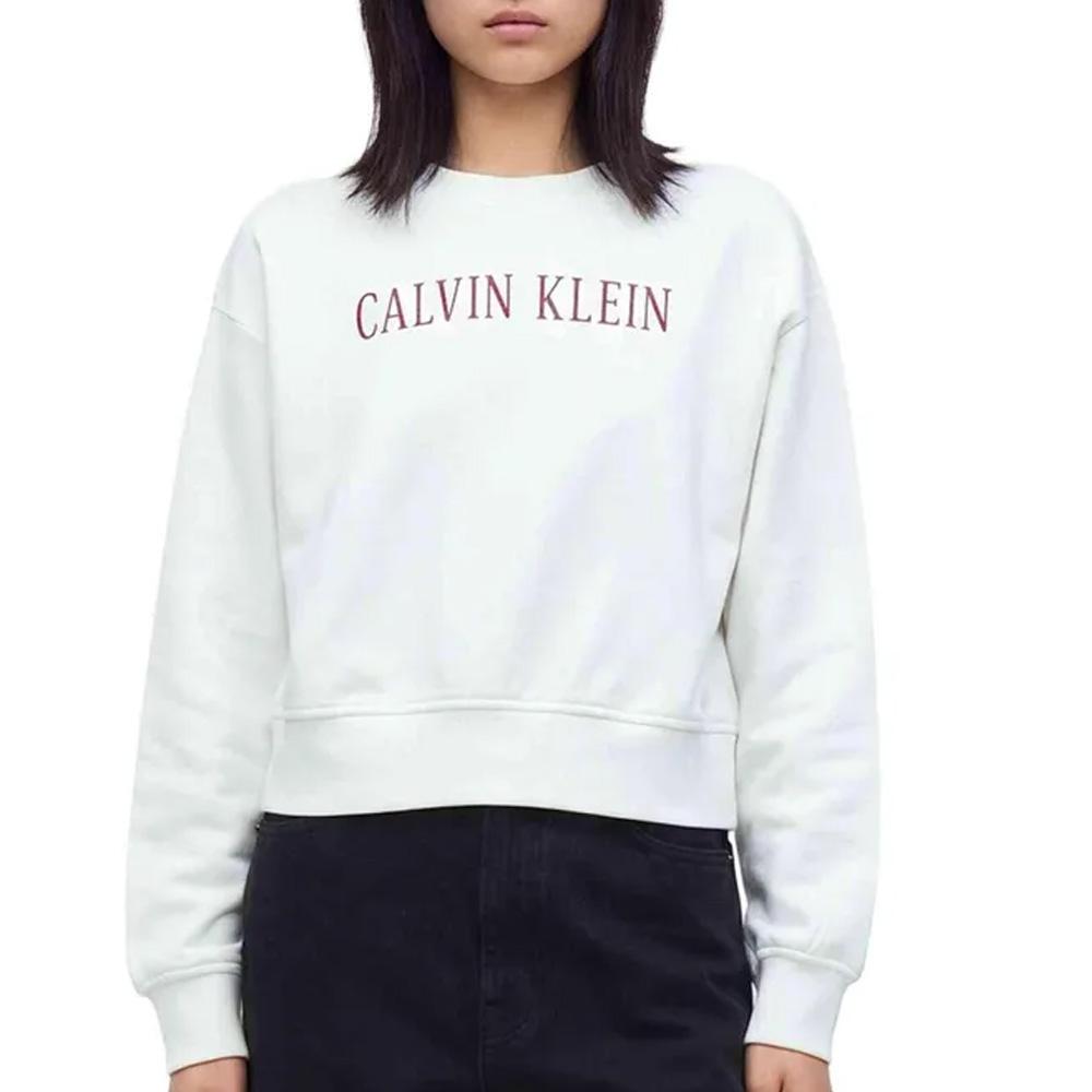 Weißes Damen-Sweatshirt Calvin Klein Jeans Ls Cropped günstig