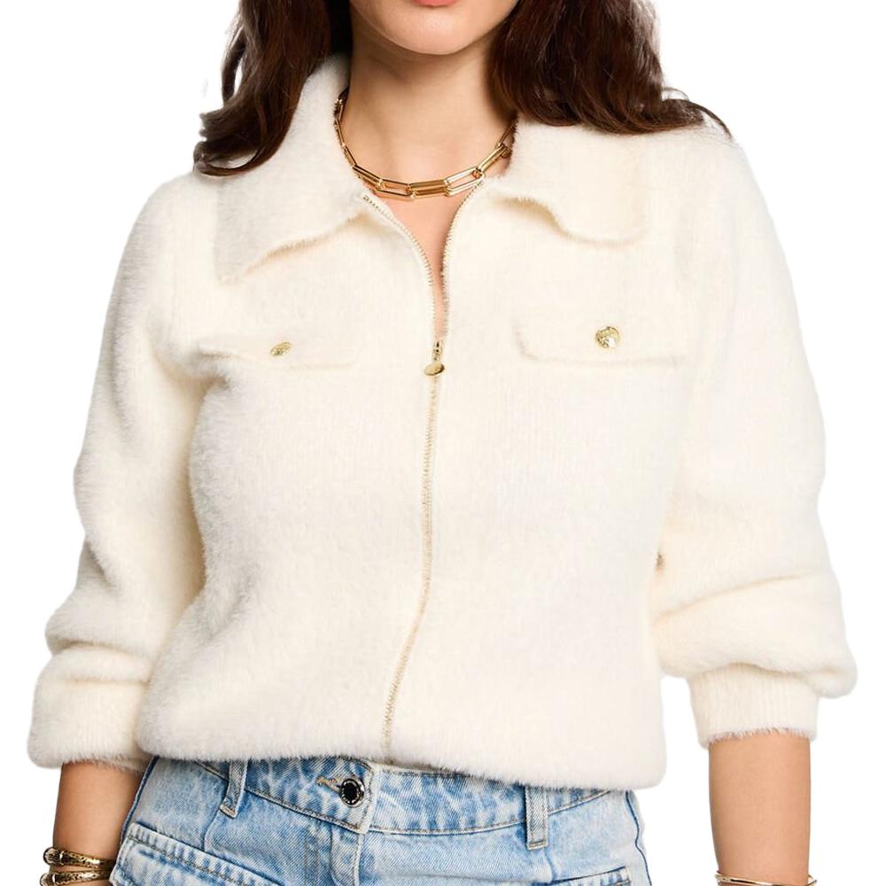 Morgan DOMI Women's White Zipped Cardigan affordable