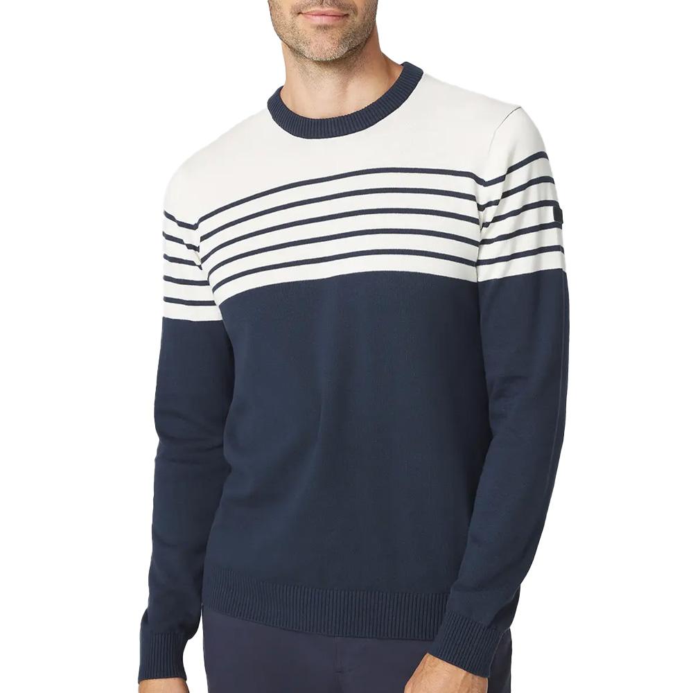 Pull Marine/Blanc Homme TBS TOBIERON pas cher