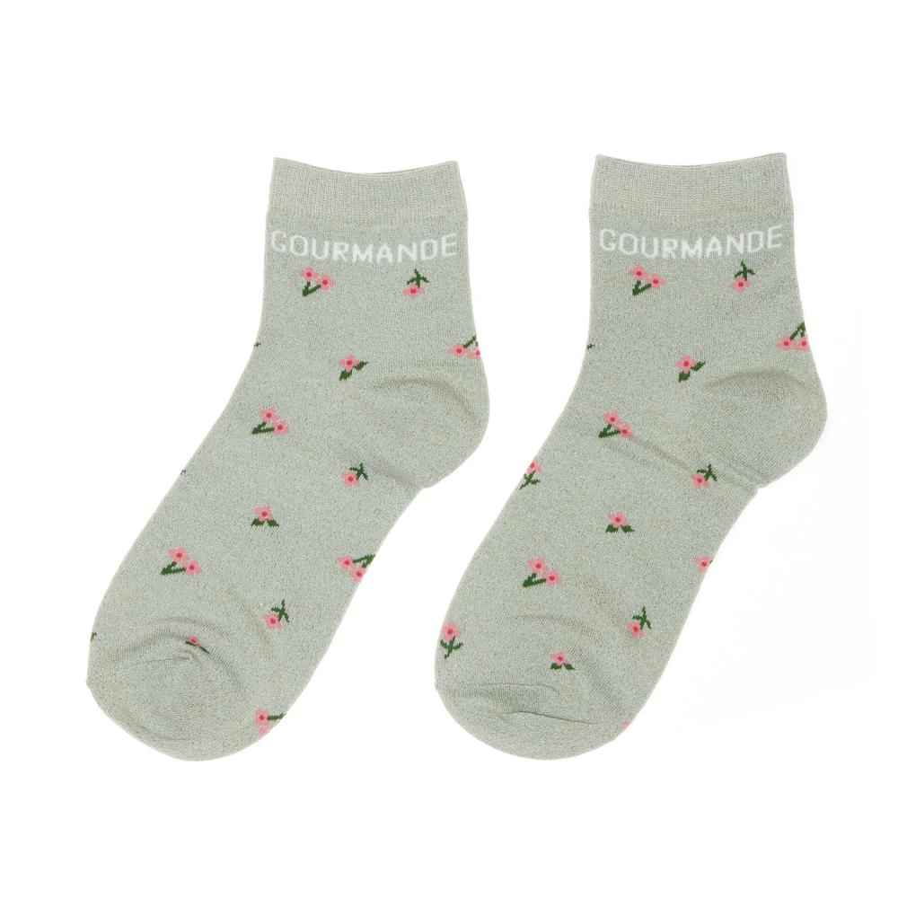 Chaussettes Vertes à Fleurs Femme Stella Green Gourmande pas cher