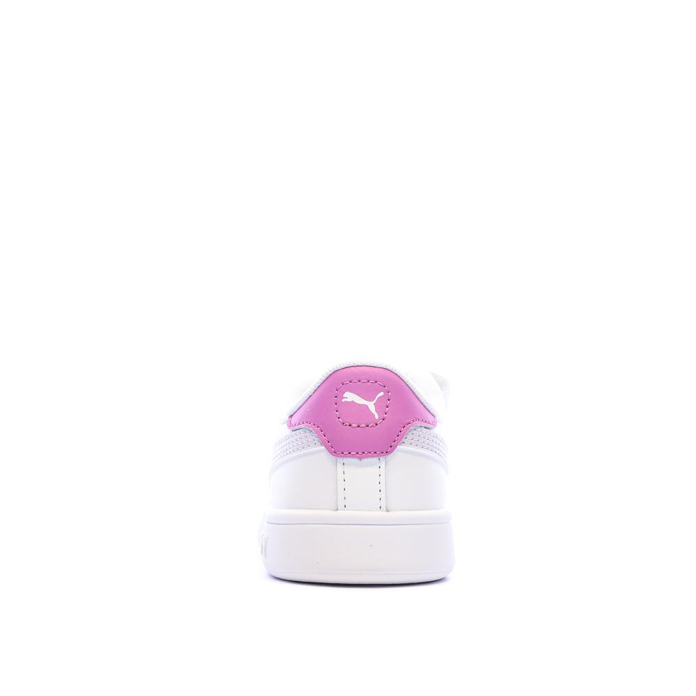 Baskets Blanc/Rose Fille Puma Smash 3.0 vue 3