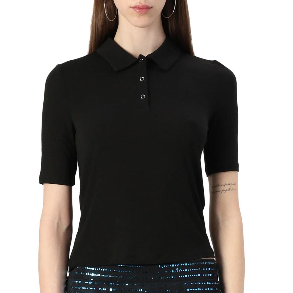 Women’s Black JDY Sanni Polo Shirt 2/4 affordable