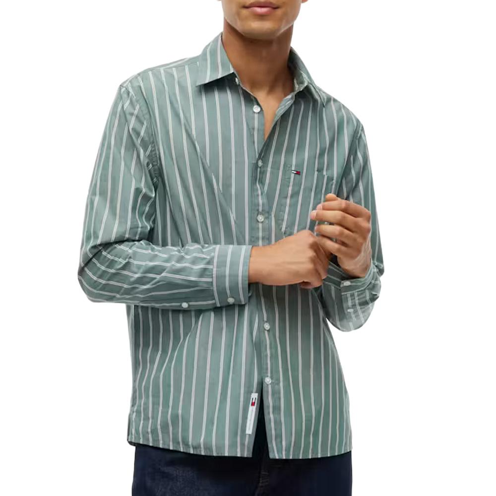 Camisa verde de hombre Tommy Hilfiger de popelín barato