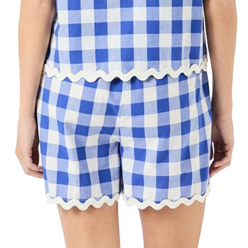 Pantalón Corto Mujer Azul/Blanco Gingham YAS Yaslura ver 2