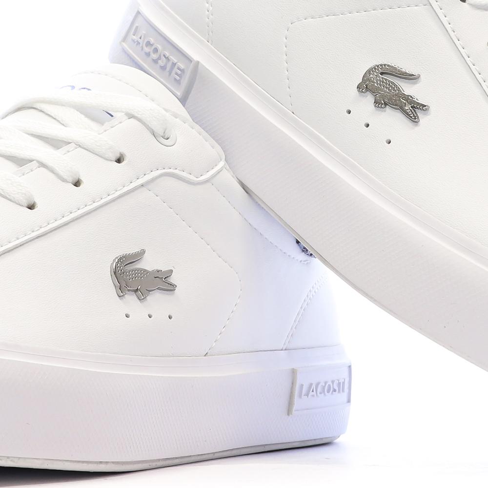 Zapatillas blancas/grises para adolescentes Lacoste T-clip ver 7