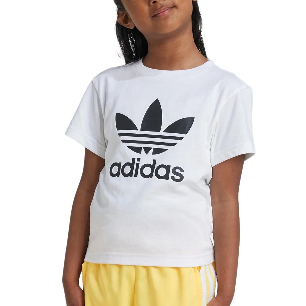 Adidas Trefoil Girls White/Black T-Shirt affordable