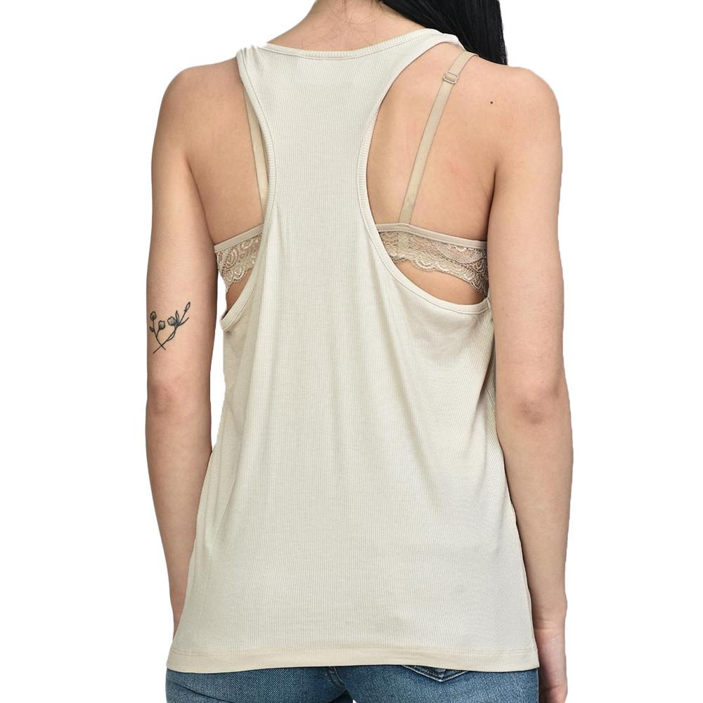 Camiseta de tirantes para mujer JJXX Flower beige ver 2