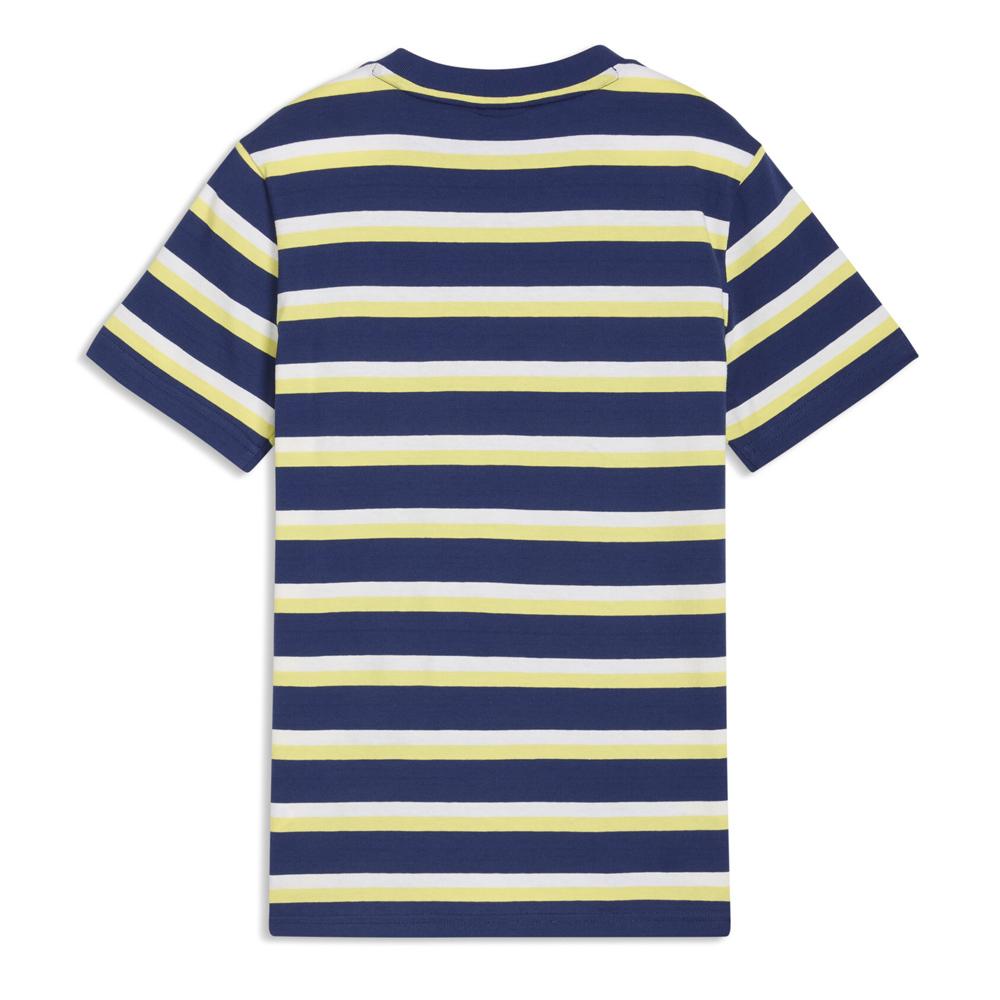 Puma Ess Elevated Striped Boys’ T-shirt – Navy/Yellow/White Photo of the Espace des Marques %store% store - view of %key%