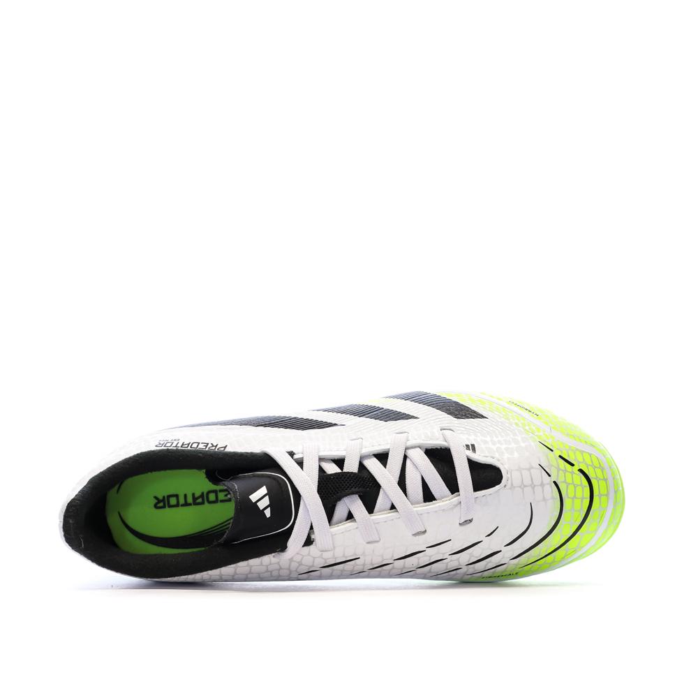 Chaussures de Foot Blanc/Noir/Jaune Junior Adidas Predator League MG vue 4
