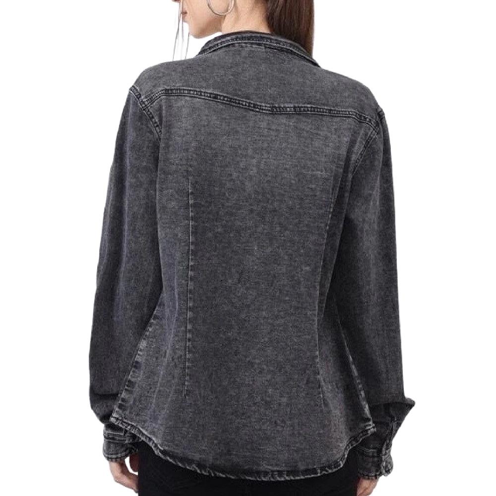 Schwarzes Jeanshemd für Damen Monday Premium Bleach 1 Ansicht 2